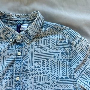 Medium DIVIDED Short Sleeve Patterned Button Up, Washed Denim Blue